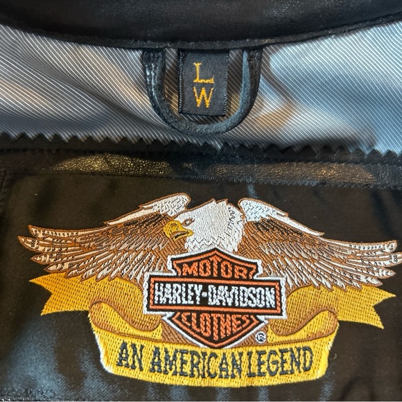 Harley Davidson Leather Jacket Women's Sz Large Black Heavy Biker Riding Studded - Picture 8 of 11